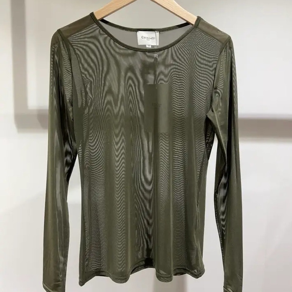 Choklate Paris Women's Olive Green Sheer Top, One Size‎